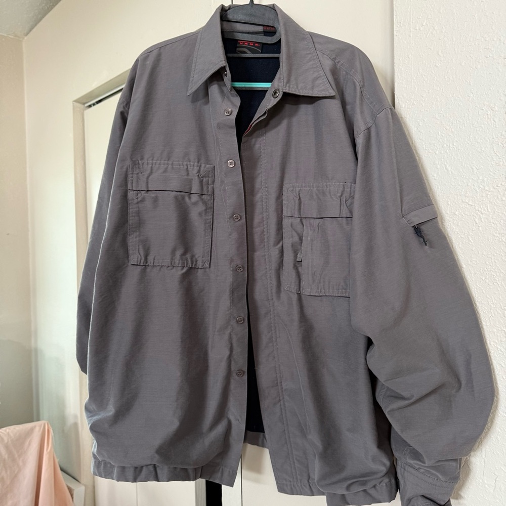 Vans Lightweight Casual Jacket Grey Mens large button up like a shirt